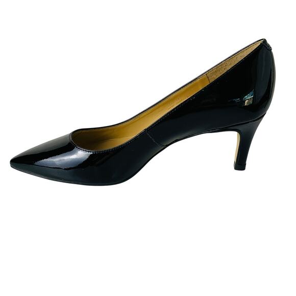 Talbots Size 5.5M Genuine Patent Leather Pump Kitten Heels Black Pointed Toe - Picture 1 of 13
